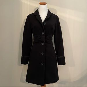 Elle Black Winter Coat with Bow, Size XS